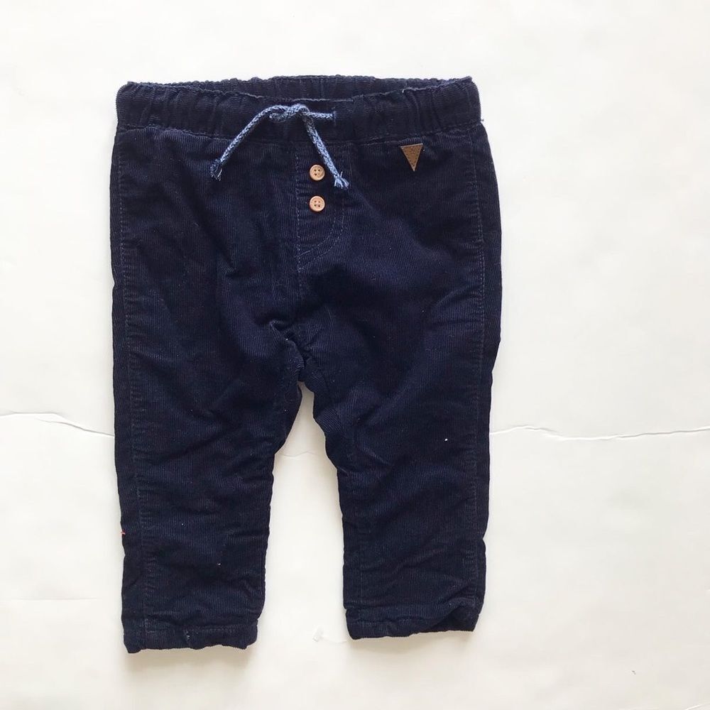 H&M navy blue lined corduroy pants EUC 6-9 months